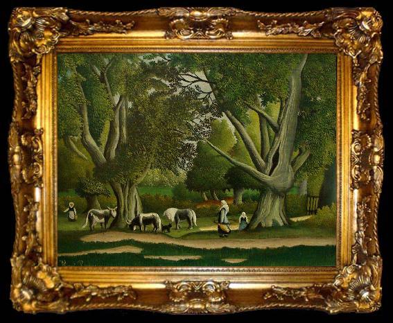 framed  Henri Rousseau Landscape with Milkmaids, ta009-2